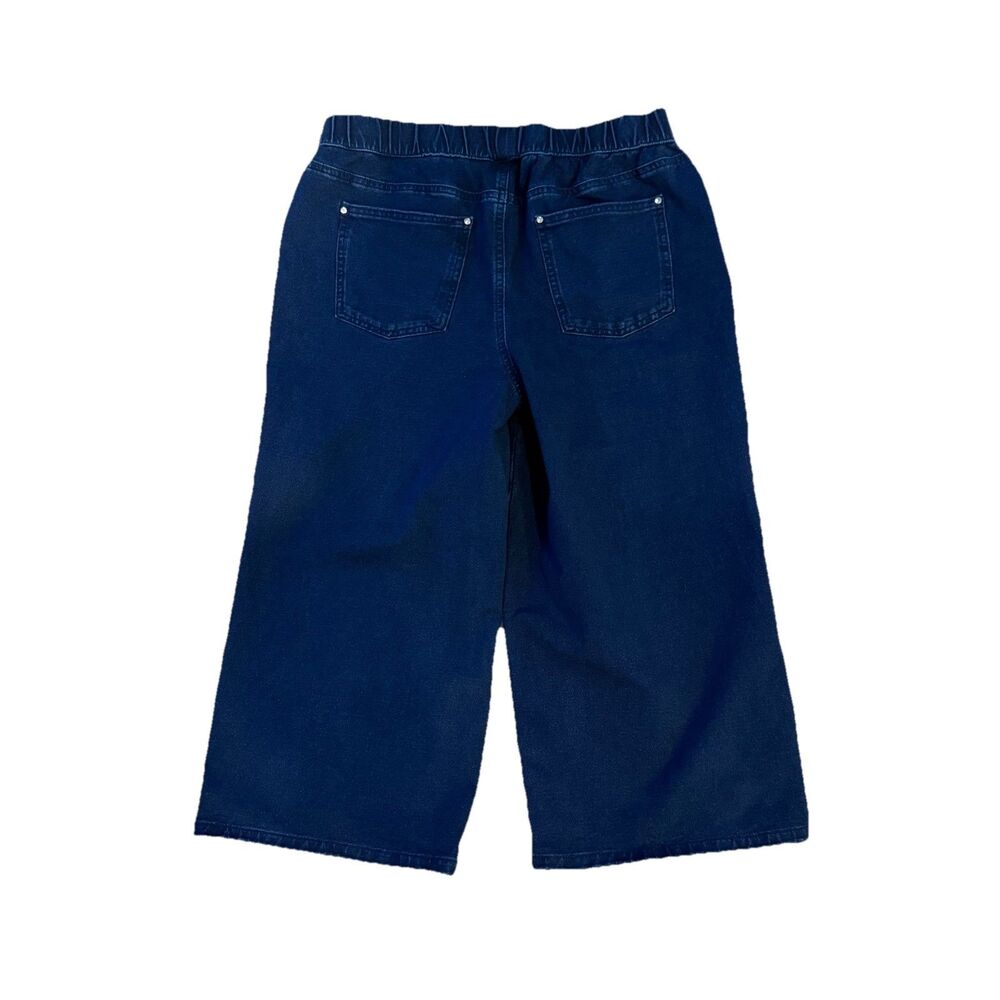 Quacker Factory DreamJeannes Pull On Wide Leg Culotte Pants SZ S Short Dk Indigo - Picture 9 of 10